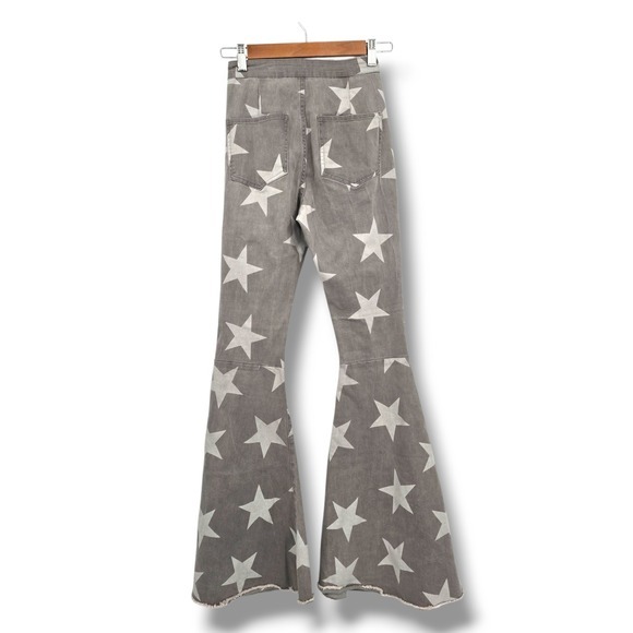 Altar'd State Boho Western Star Print Flare Jeans Raw Hem Trendy Women's XS - Picture 2 of 12
